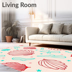 Coral Teal Shell Scatter Rug