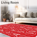 Crimson Alphabet Flourish Art Rug
