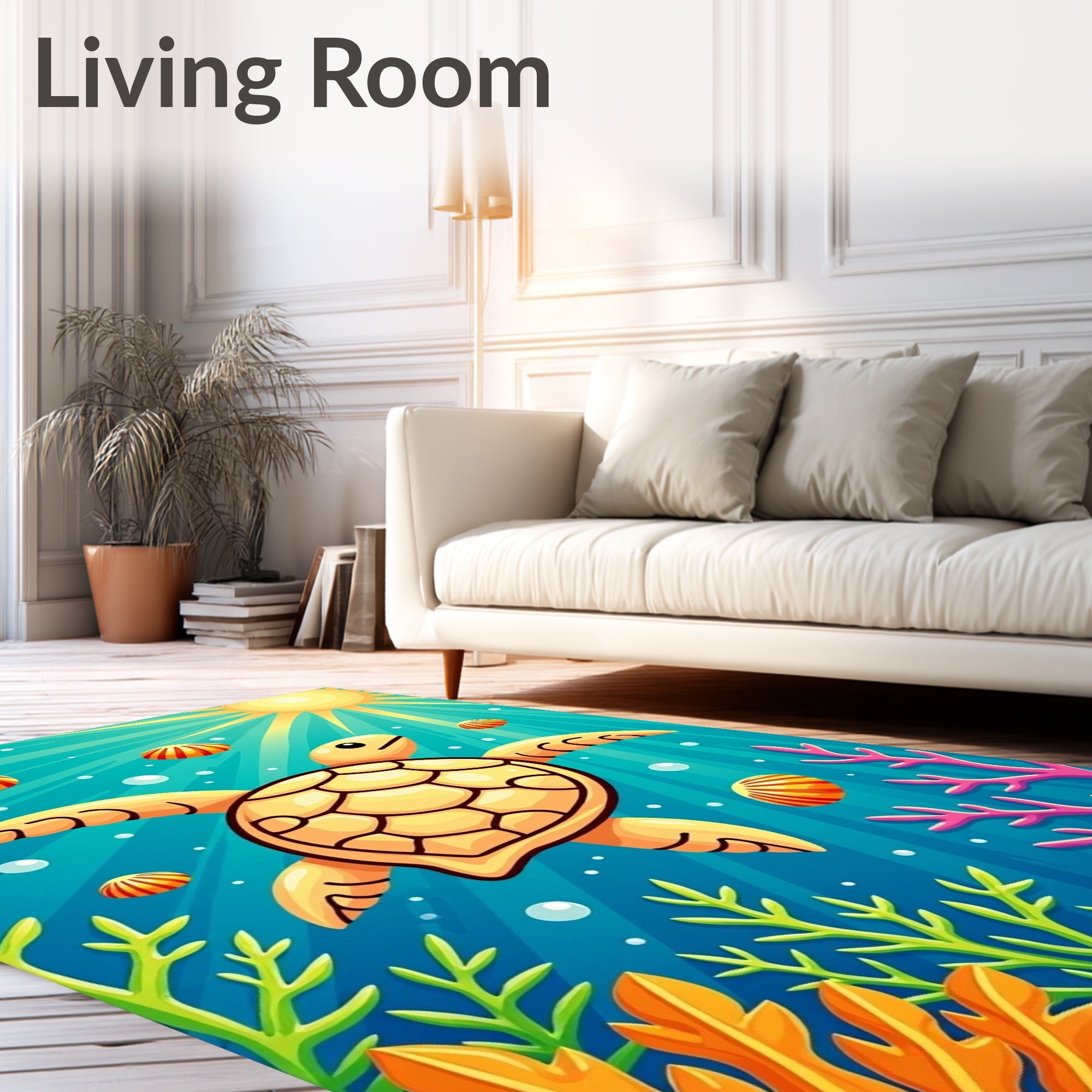 Yellow Sea Turtle Ocean Life Rug