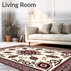 Crimson Ivory Floral Mandala Rug