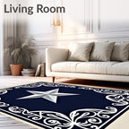 Classic Navy White Star Medallion Rug