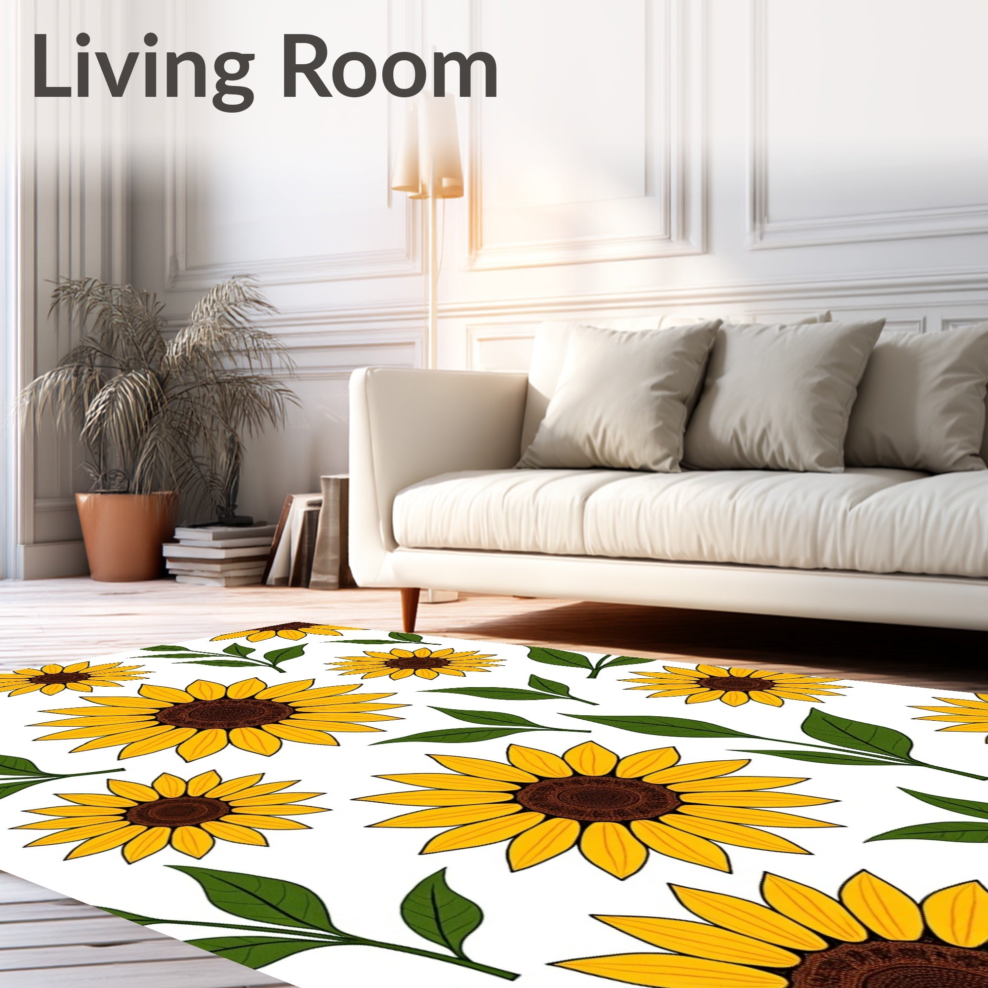 Golden Sunflower Garden Botanical Accent Rug