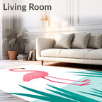Pink Flamingo Tropical Grass Water Rug