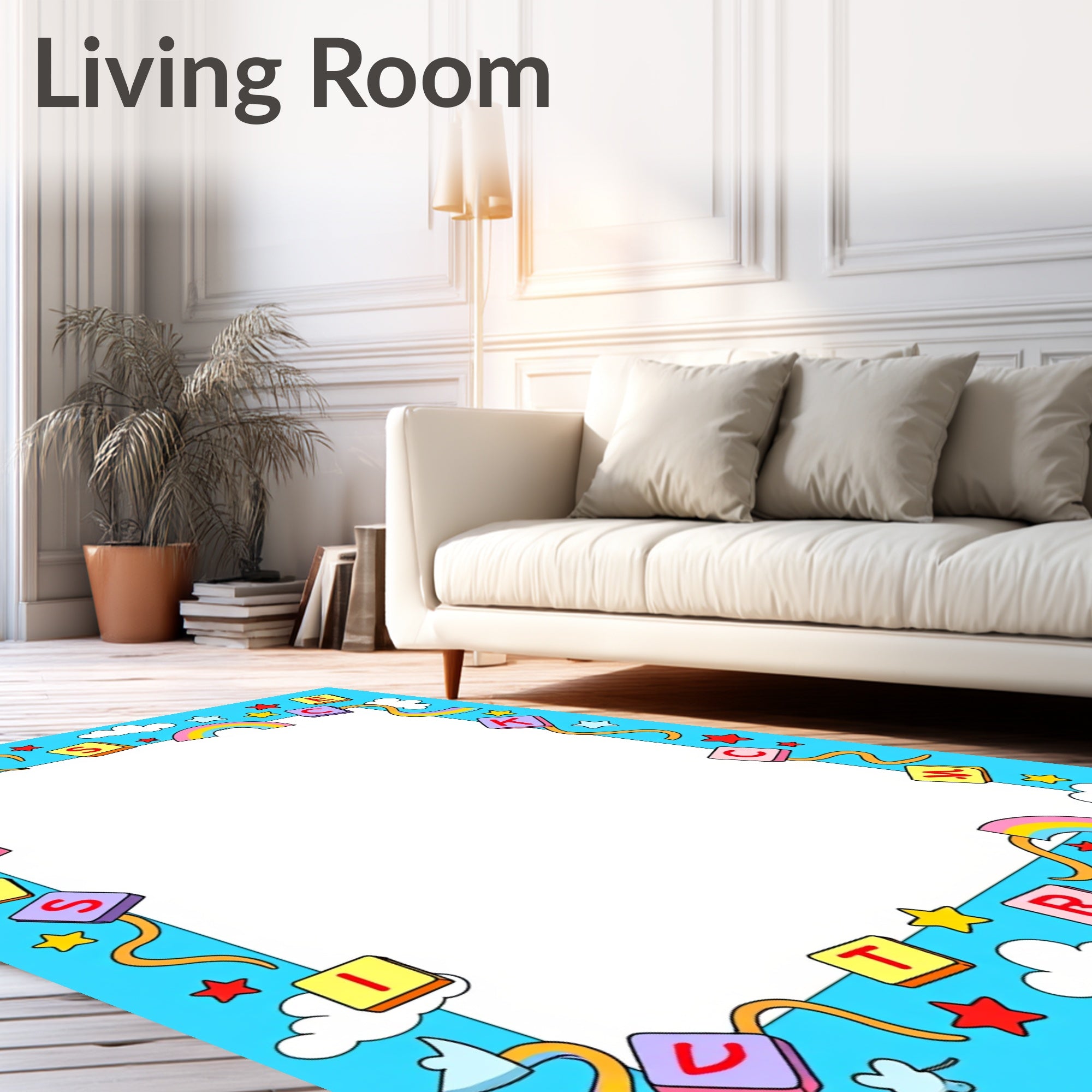 Playful Rainbow Alphabet Border Rug