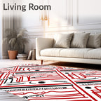 Red Black Abstract Linear Geometric Rug