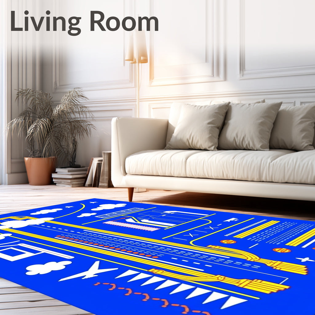 Abstract Yellow Geometric Cityscape Rug
