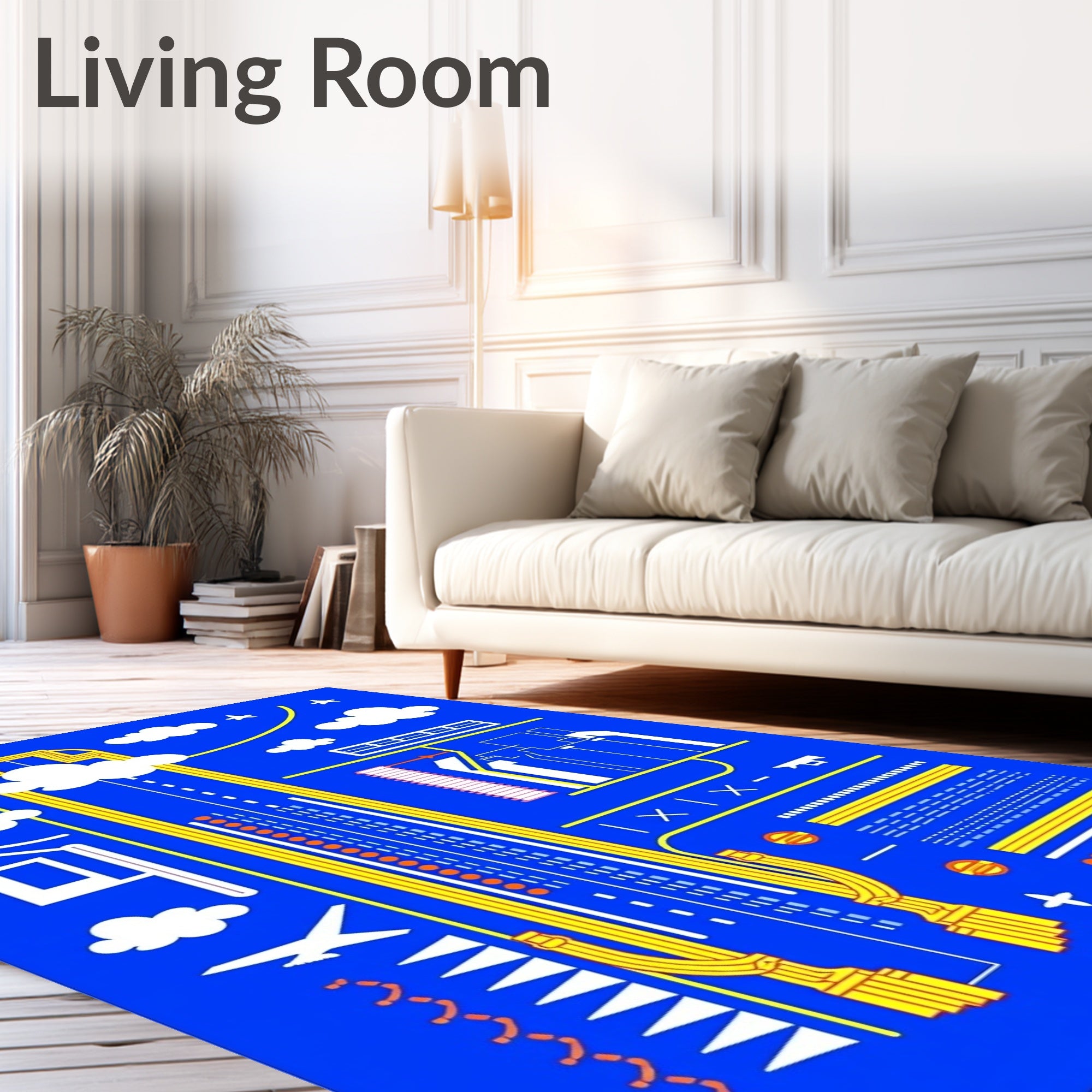Abstract Yellow Geometric Cityscape Rug