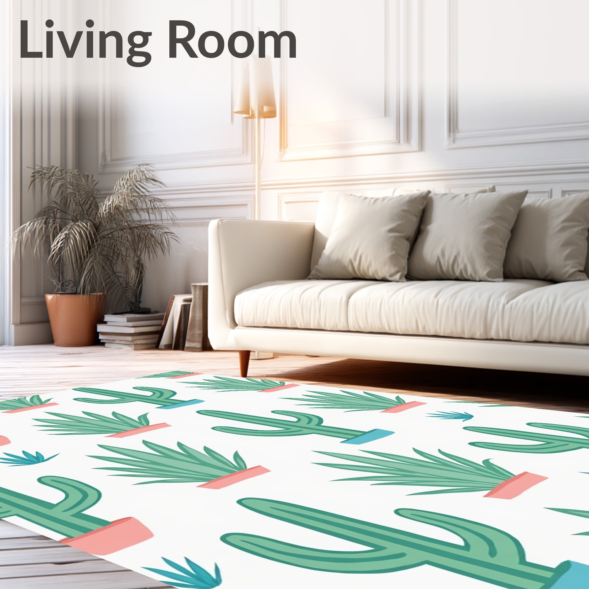 Green Cactus And Succulent Garden Rug