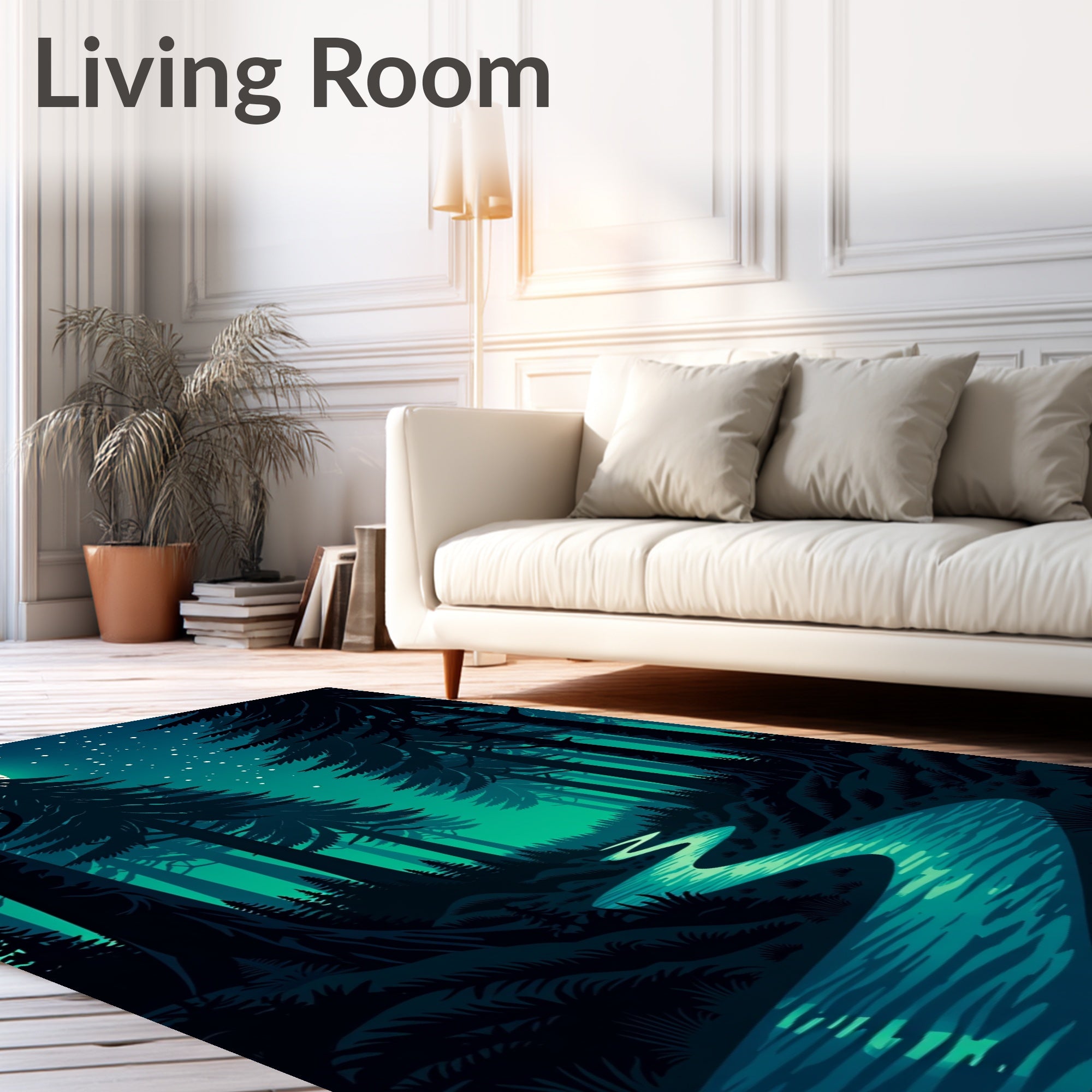 Midnight Forest Teal River Moonlight Rug