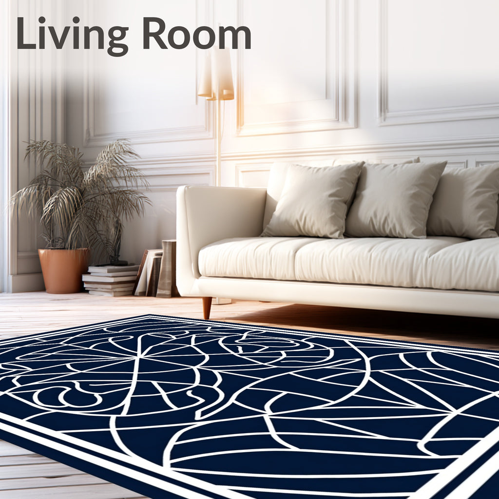 Deep Blue Stained Glass Ornament Rug