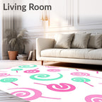 Whimsical Pink Teal Swirl Lollipops Rug
