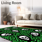 Glow Skull Swirls Black Rug