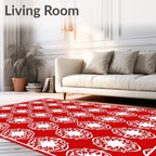 Vibrant Crimson Mandala Geometric Rug