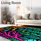 Vibrant Neon Coral Fish Scene Rug