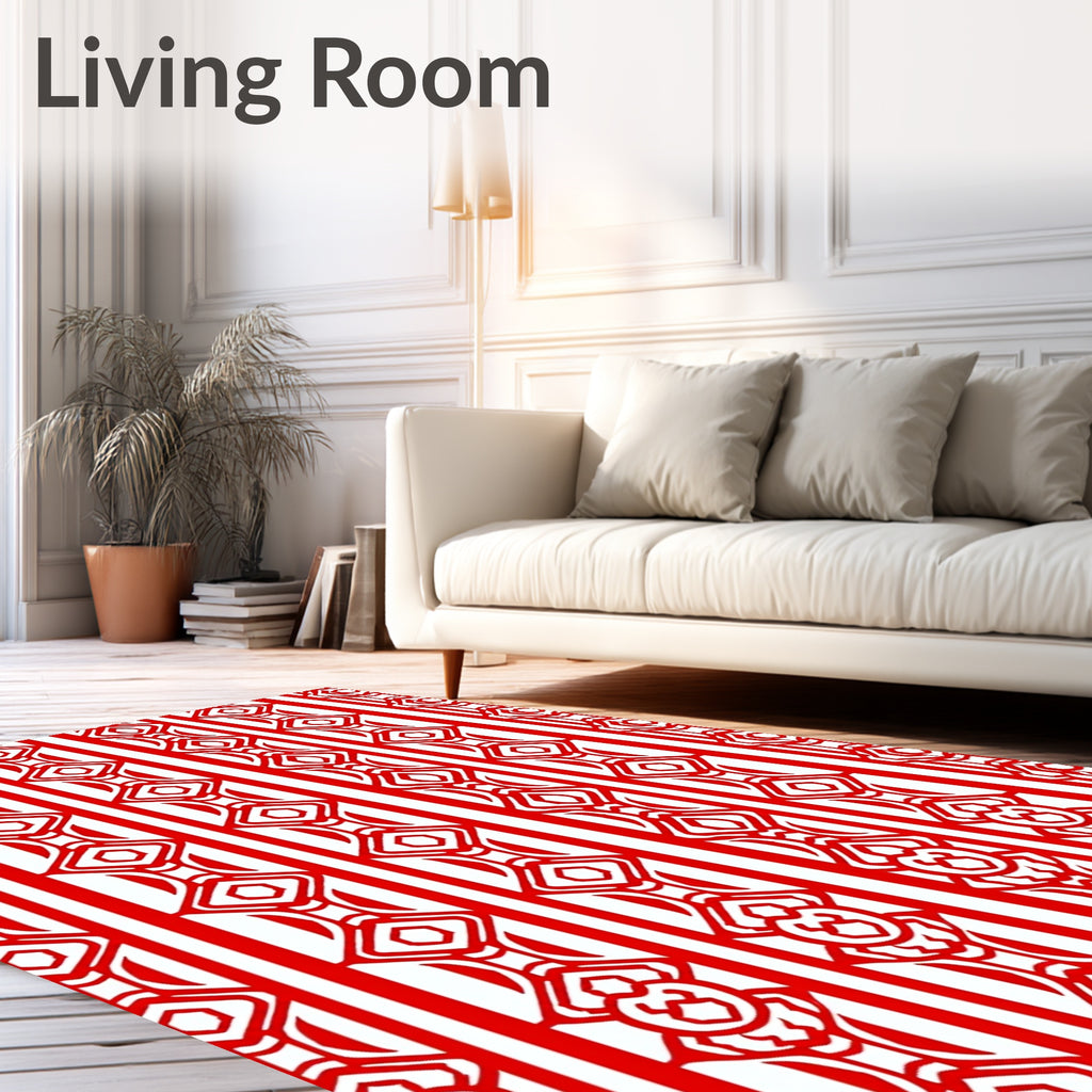 Bold Red Vertical Diamond Chain Rug