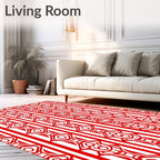 Bold Red Vertical Diamond Chain Rug