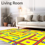 Bright Yellow Numerical Maze Rug
