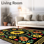 Golden Sunflower Folk Art Rug