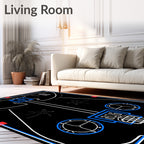 Cosmic Blue Outline Abstract Mandala Rug