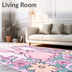 Pink Easter Bunny Floral Garland Rug
