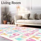 Pastel Alphabet Creatures Garden Rug