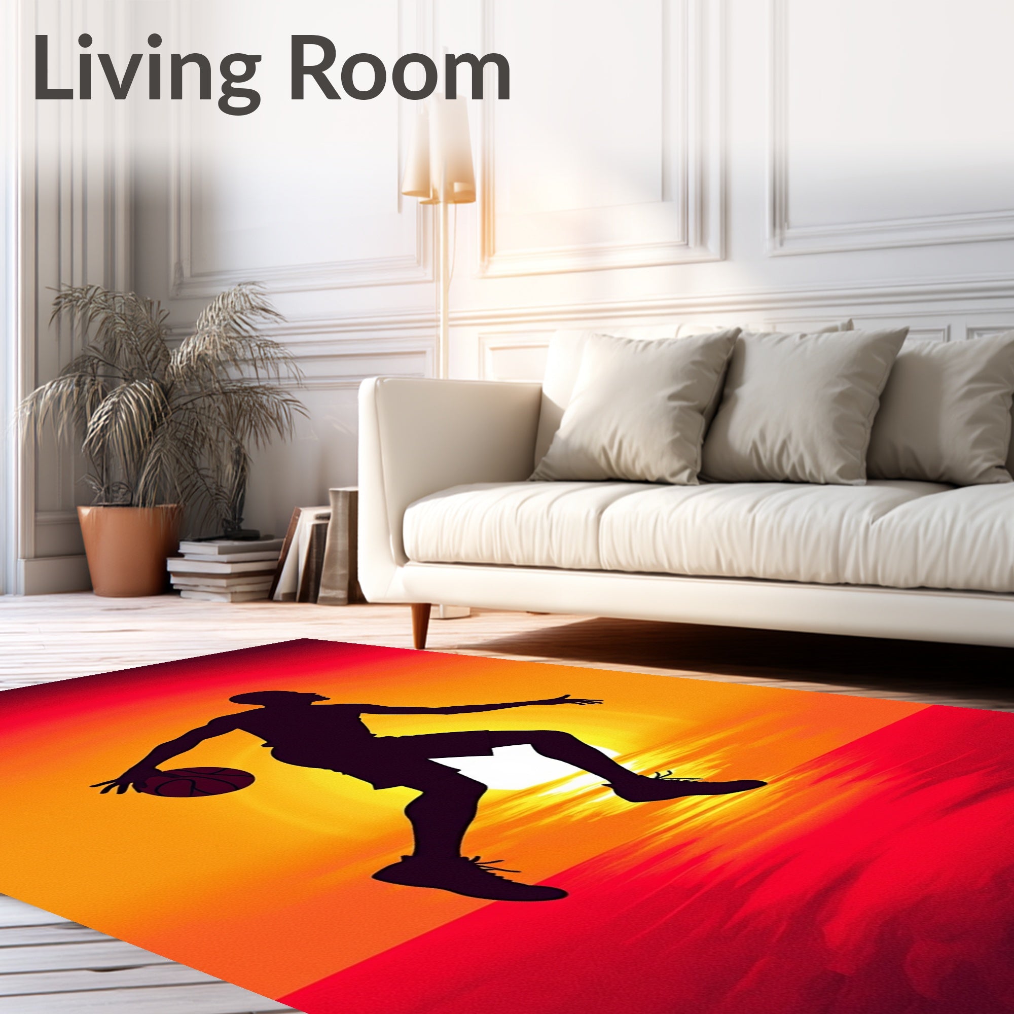Dusk Basketball Player Silhouette Rug