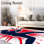 Baseball Player Silhouette Red Burst Rug