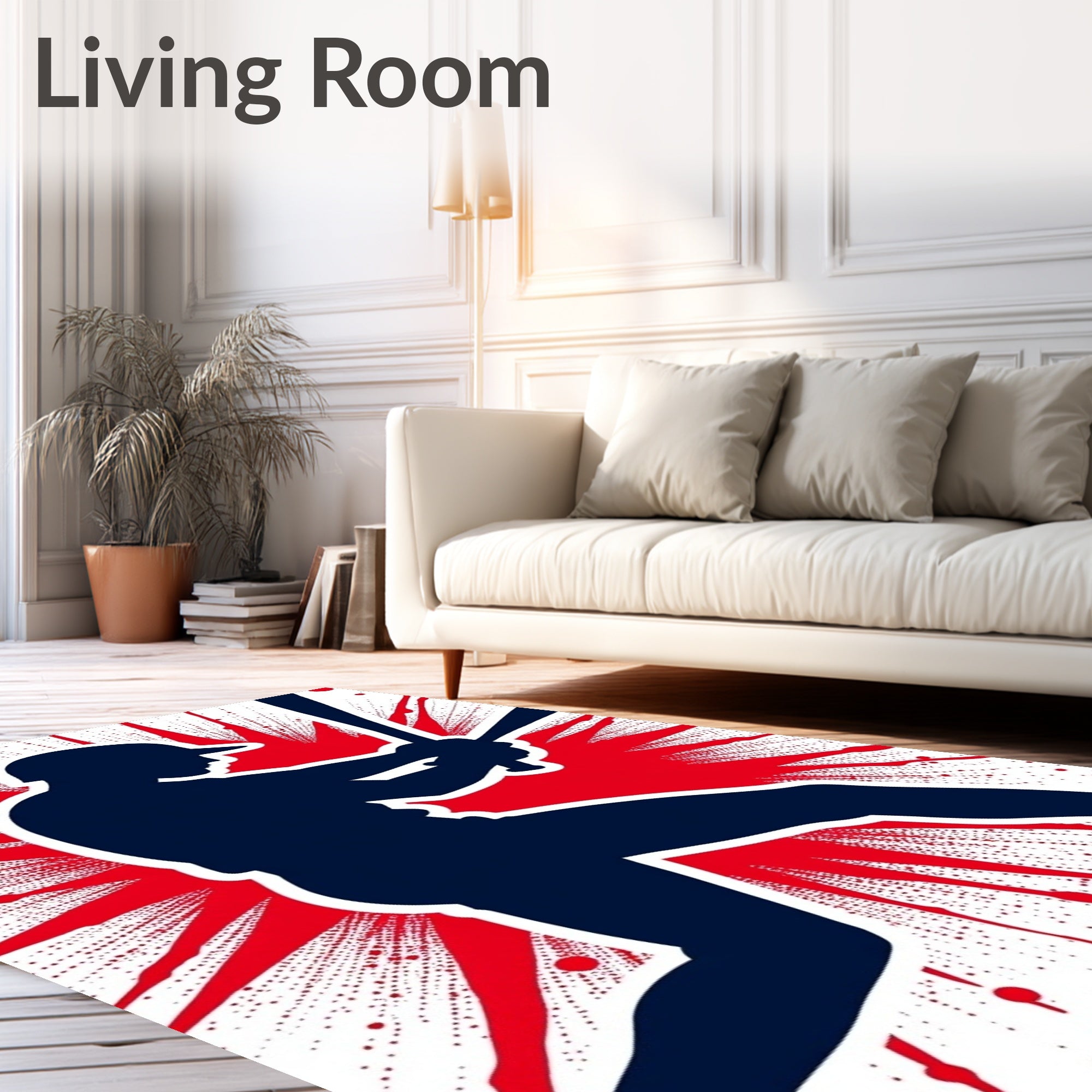 Baseball Player Silhouette Red Burst Rug