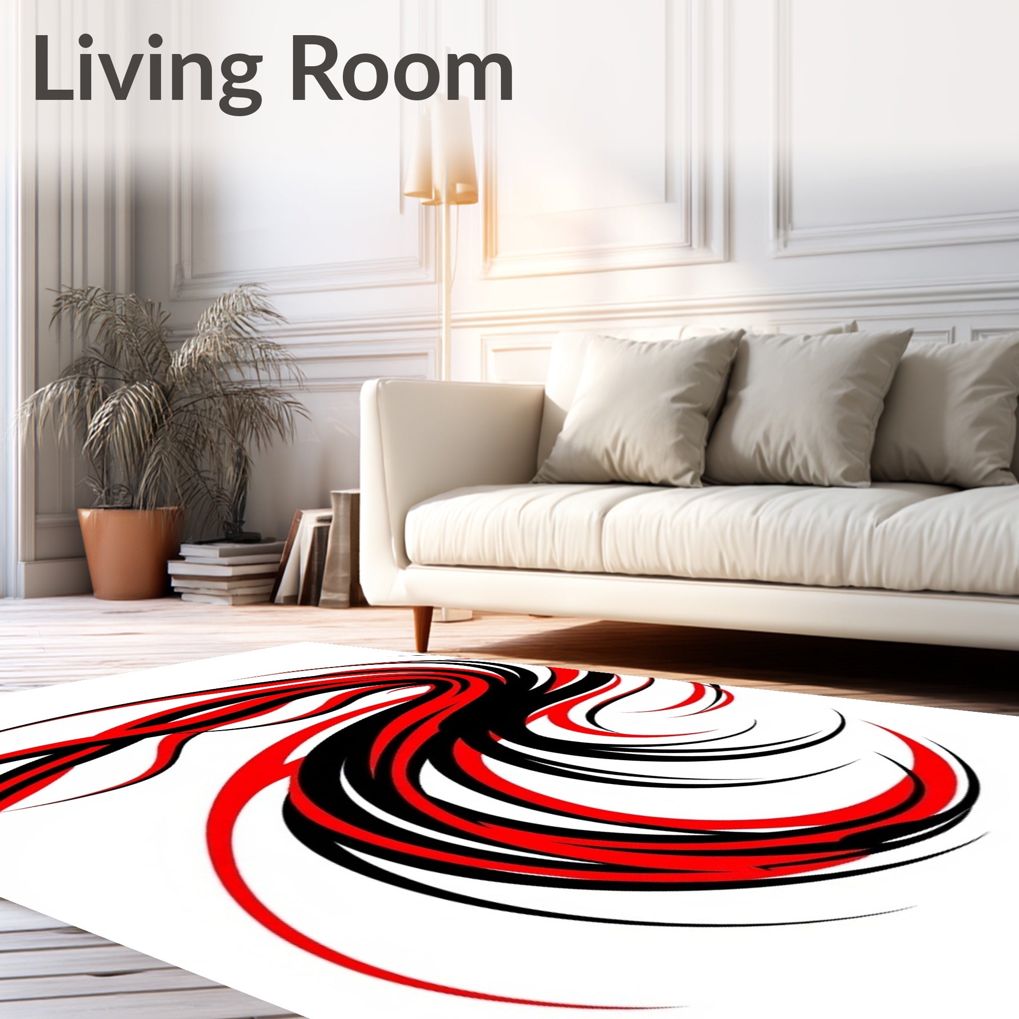 Crimson Black Dynamic Swirl Rug