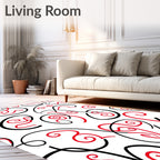 Bold Red Black Swirl Abstract Rug