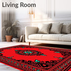Bold Red Ornamental Medallion Rug