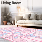 Sweet Pink Blue Cute Characters Collection Rug