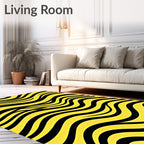 Bold Yellow Black Wavy Stripes Rug