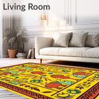Yellow Elephant Folk Art Majestic Rug
