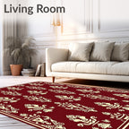Crimson Ivory Baroque Crest Rug