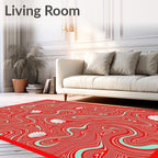 Crimson Swirl Shell Ocean Rug