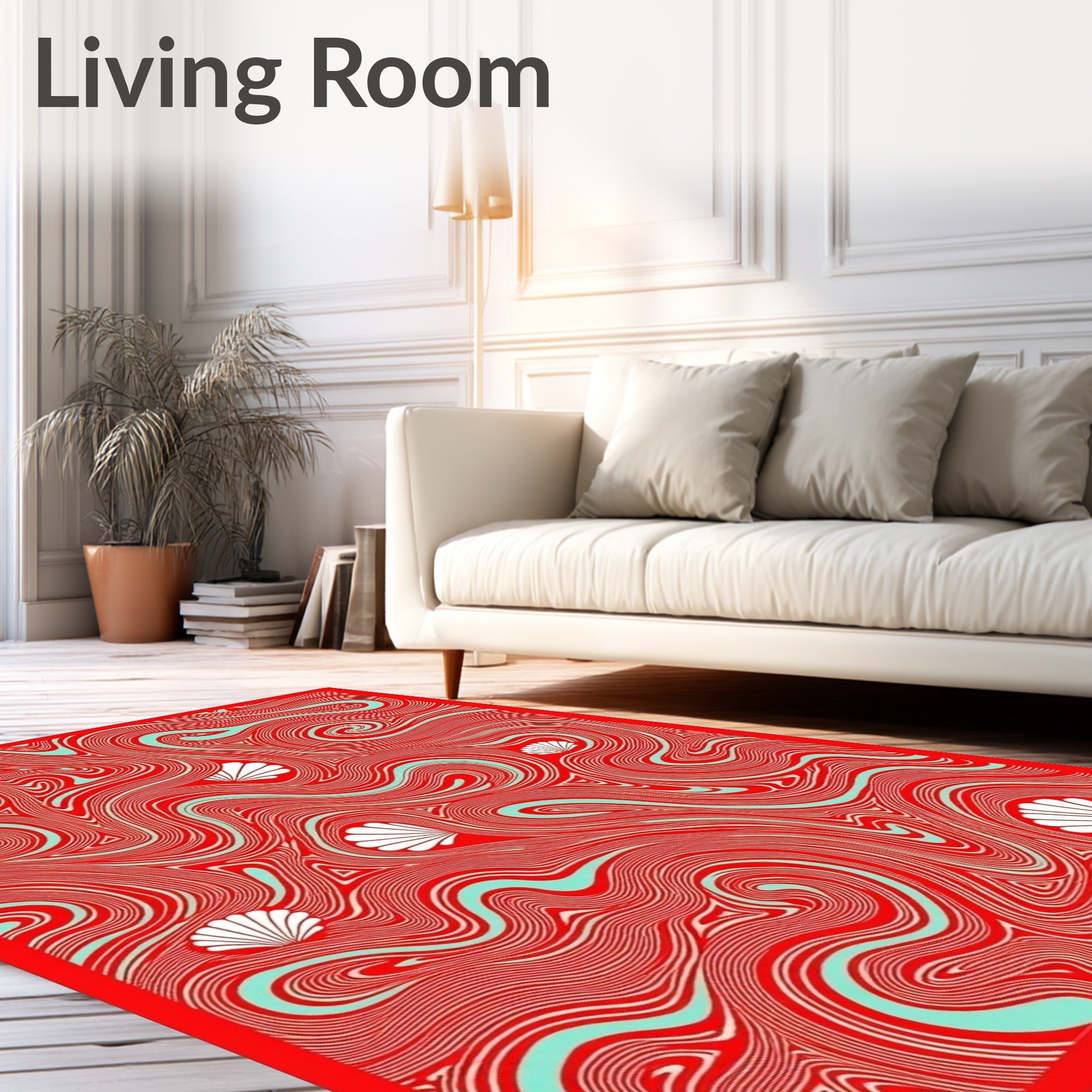 Crimson Swirl Shell Ocean Rug