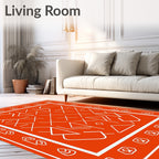 Bold Orange Geometric Abstract Contour Rug