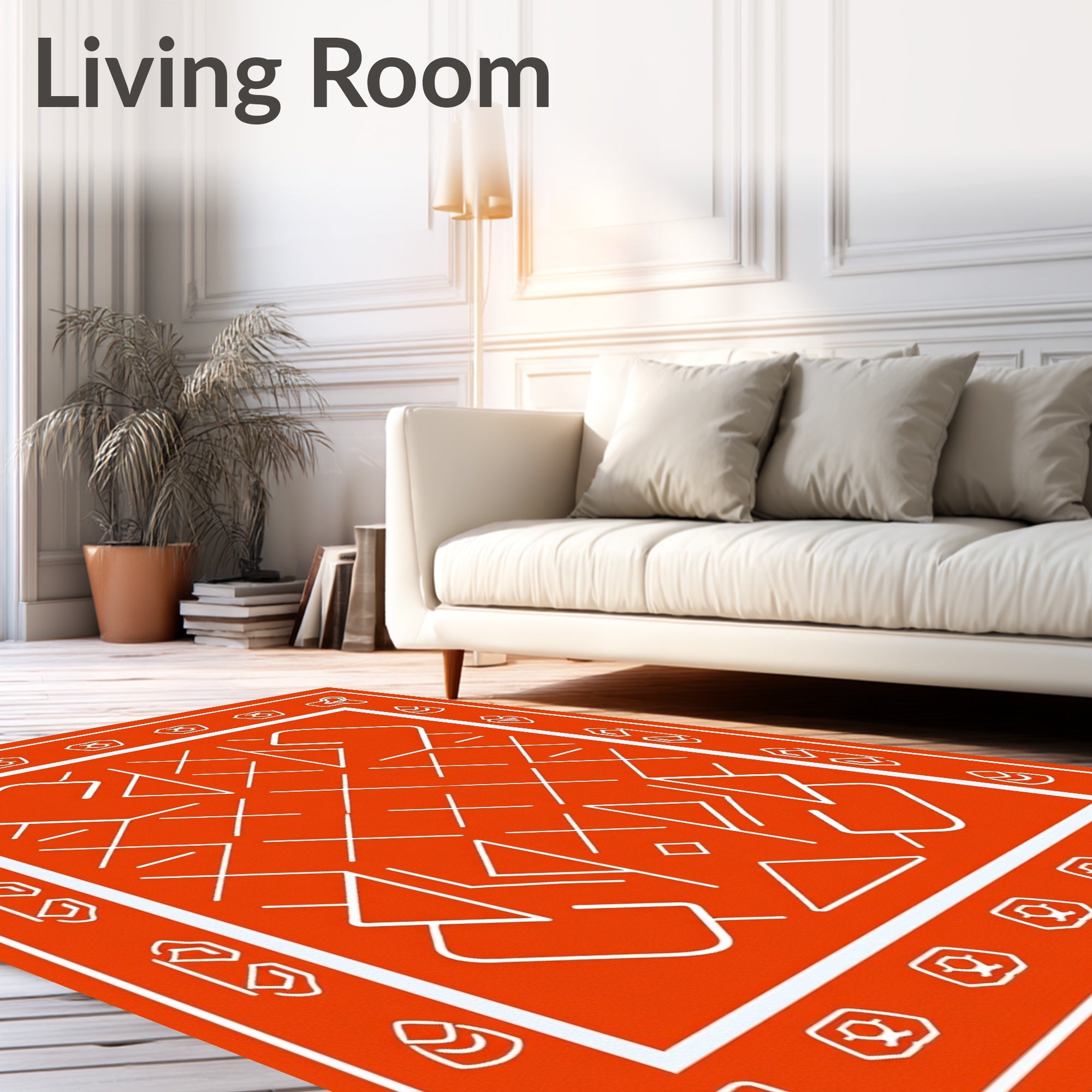 Bold Orange Geometric Abstract Contour Rug