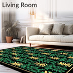 Black Green Yellow Tribal Repeat Rug