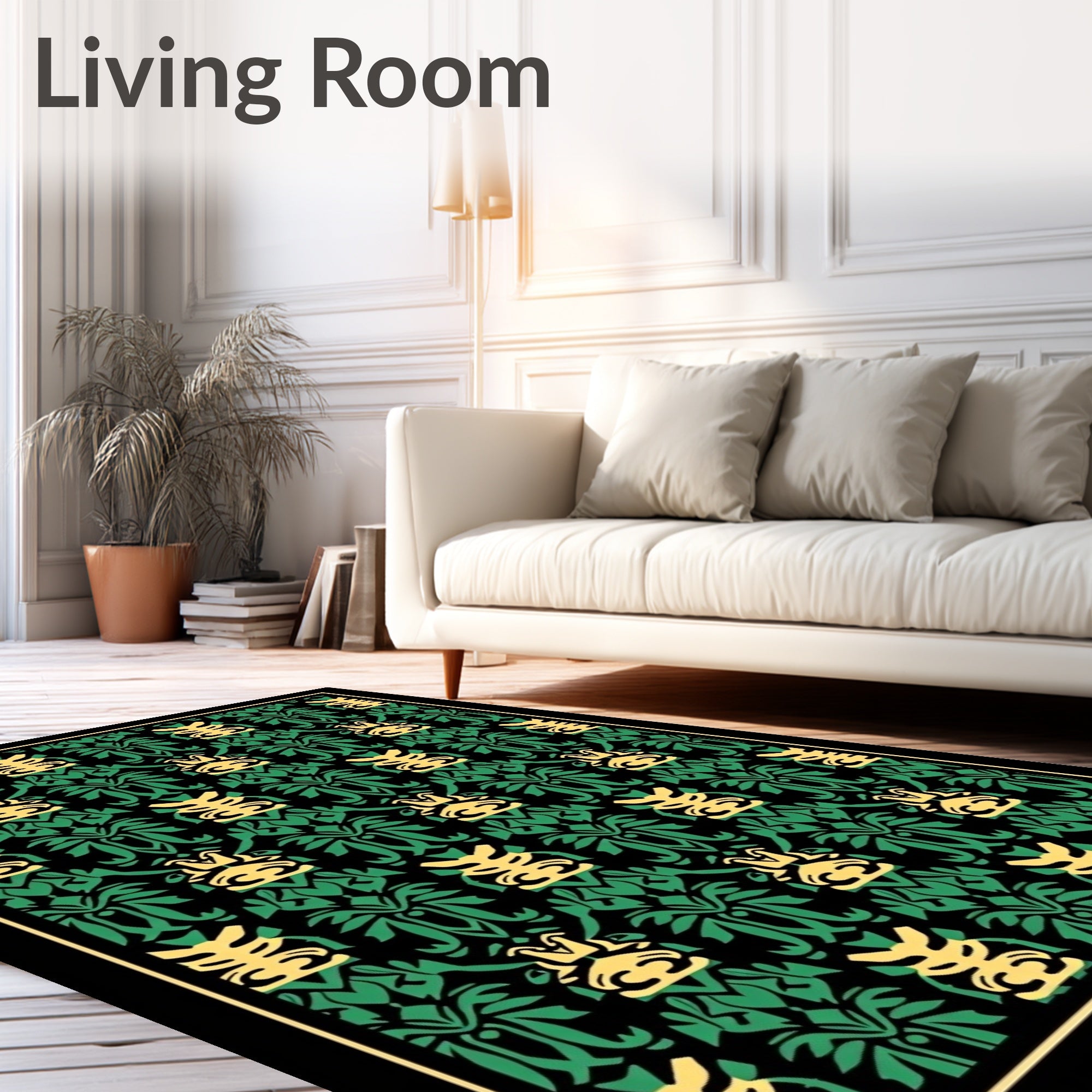 Black Green Yellow Tribal Repeat Rug