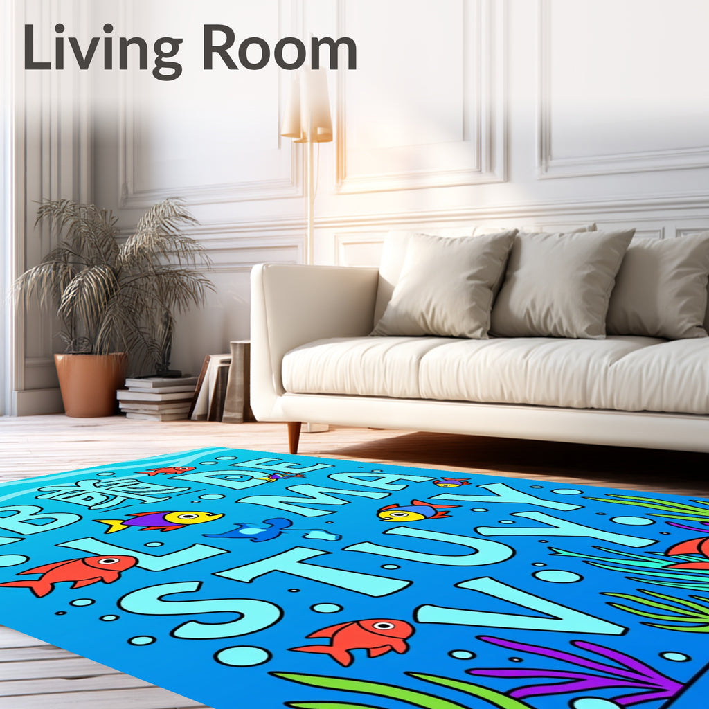 Underwater Alphabet Fish Theme Rug