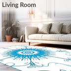 Bold Blue Sunburst Mandala Rug