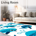 Playful Blue Baby Shark Repeat Rug