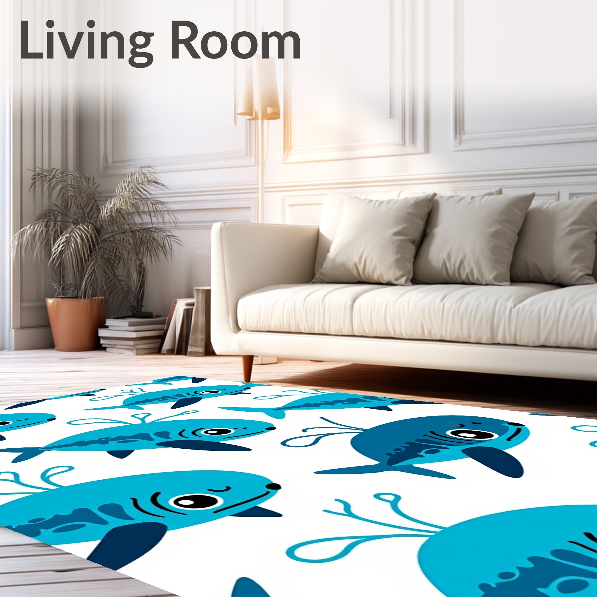 Playful Blue Baby Shark Repeat Rug