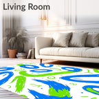Playful Blue Green Oval Swirls Rug