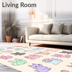 Playful Pastel Kawaii Animal Collage Rug