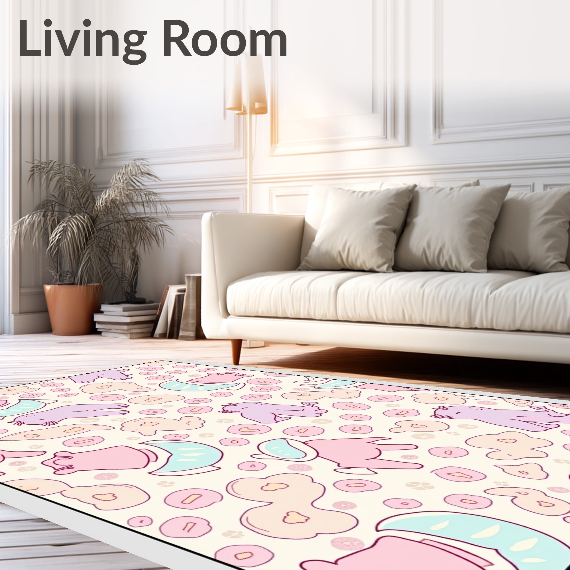 Pastel Creatures Pastel Rounds Background Rug