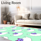 Cute Purple Cat Cloud Figures Rug