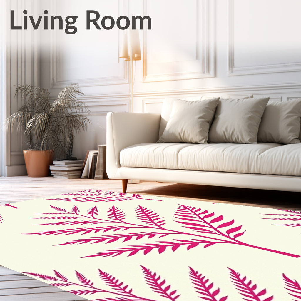 Vibrant Magenta Fern Botanical Rug